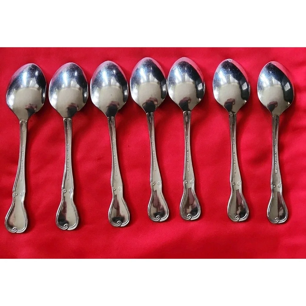 Reed & Barton Regents Park Place Oval Teaspoons Stainless Flatware Lot of 7